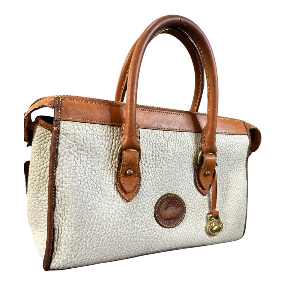 Project Dooney & Bourke White and Tan Leather Satchel - Picture 2 of 11